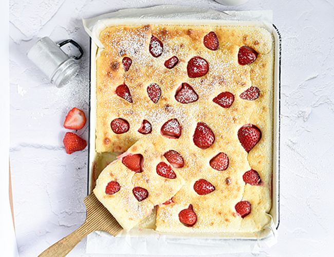 Erdbeerpfannkuchen vom Blech